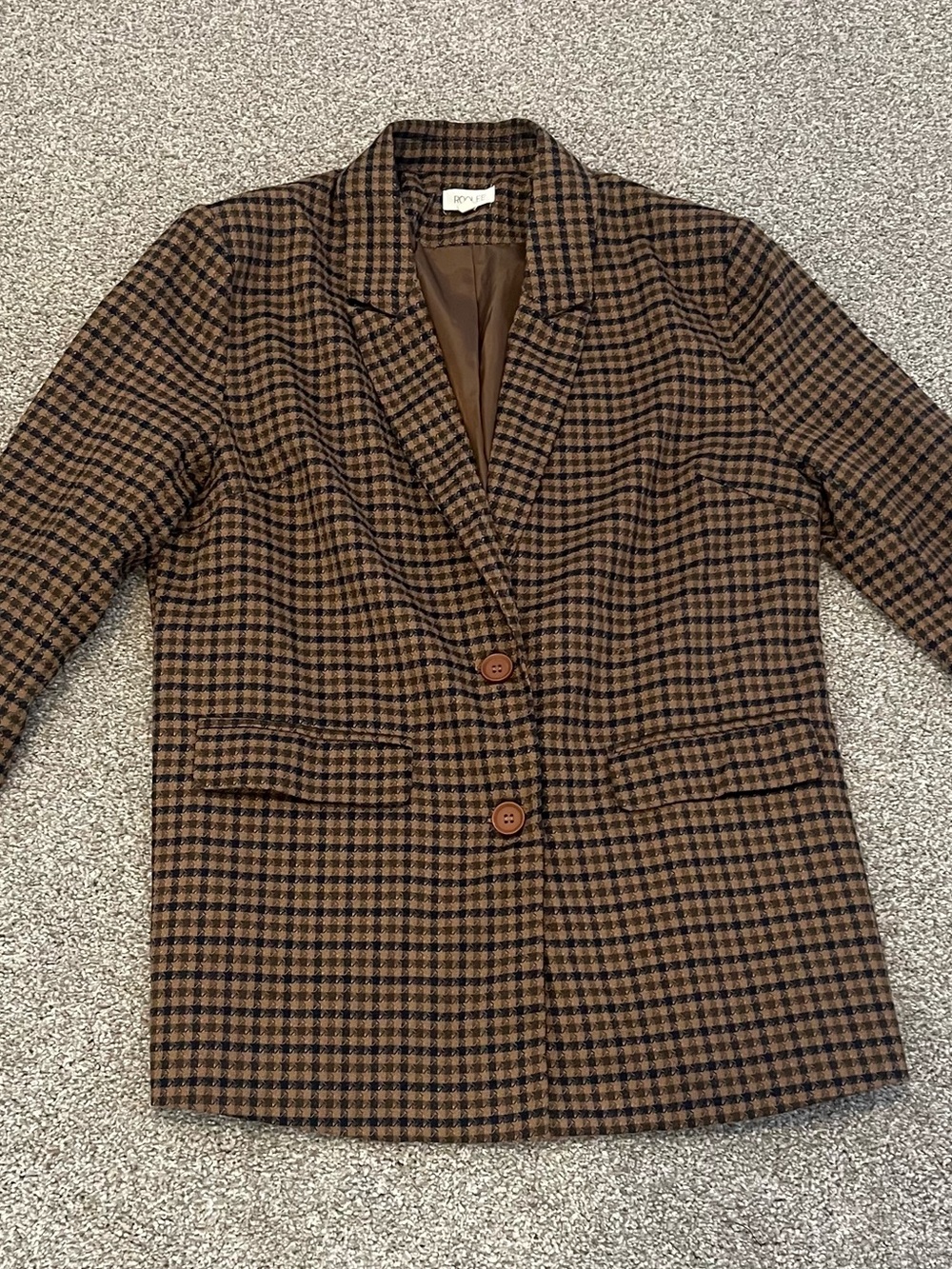 Roolee Brown & Black Checked Blazer Jacket
